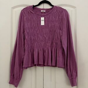 Pilcro Long-Sleeve Smocked Top - NWT